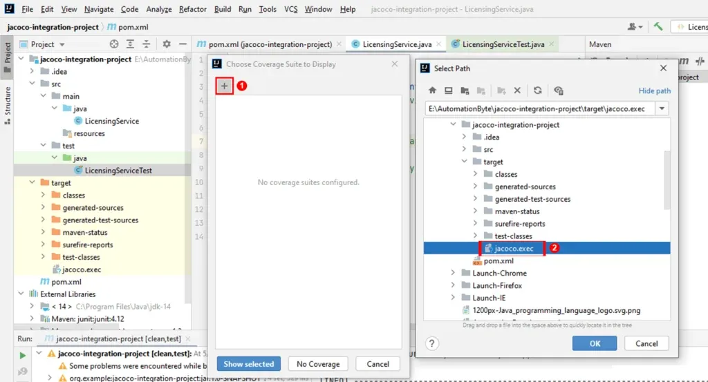 Show Code Coverage Data in IntelliJ Jacoco File Selector